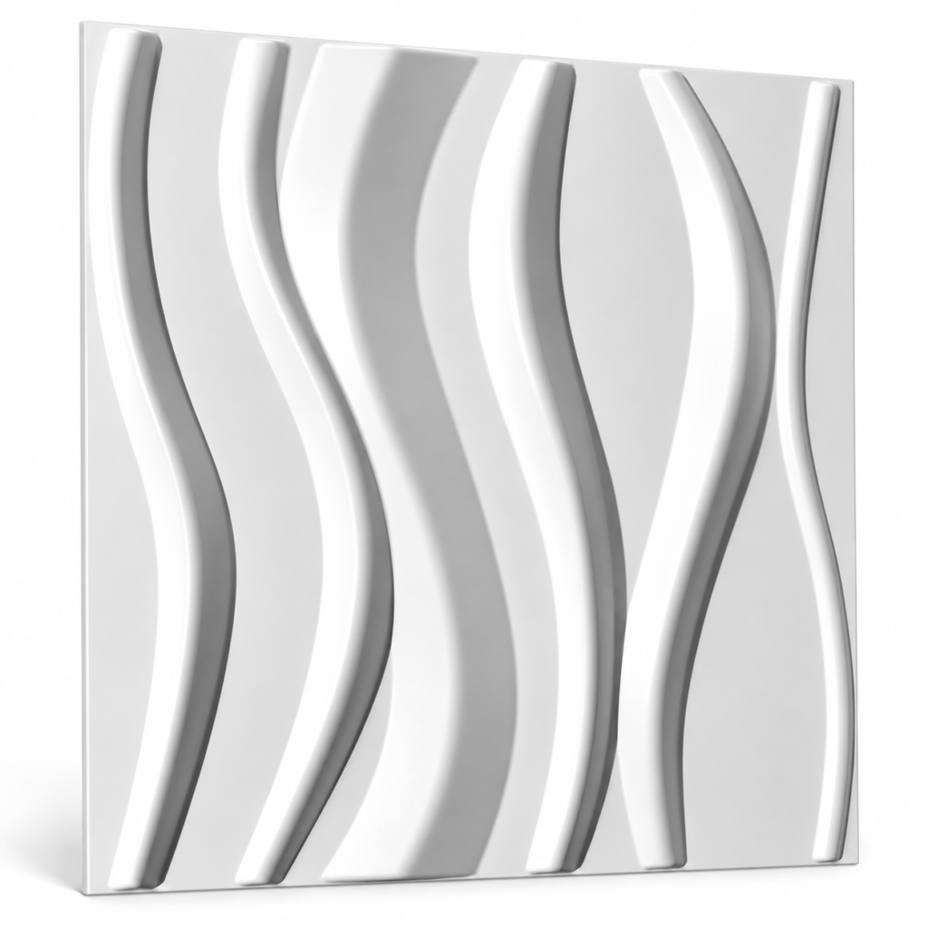 Panneau 3D en PVC vague blanc 50×50 cm