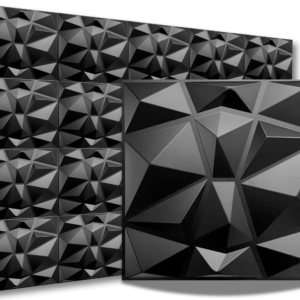 3D PVC Diamond Black 50x50cm