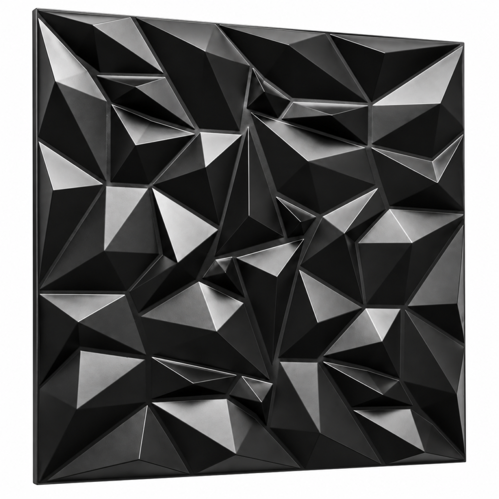 3D PVC Mirror Black 50x50cm