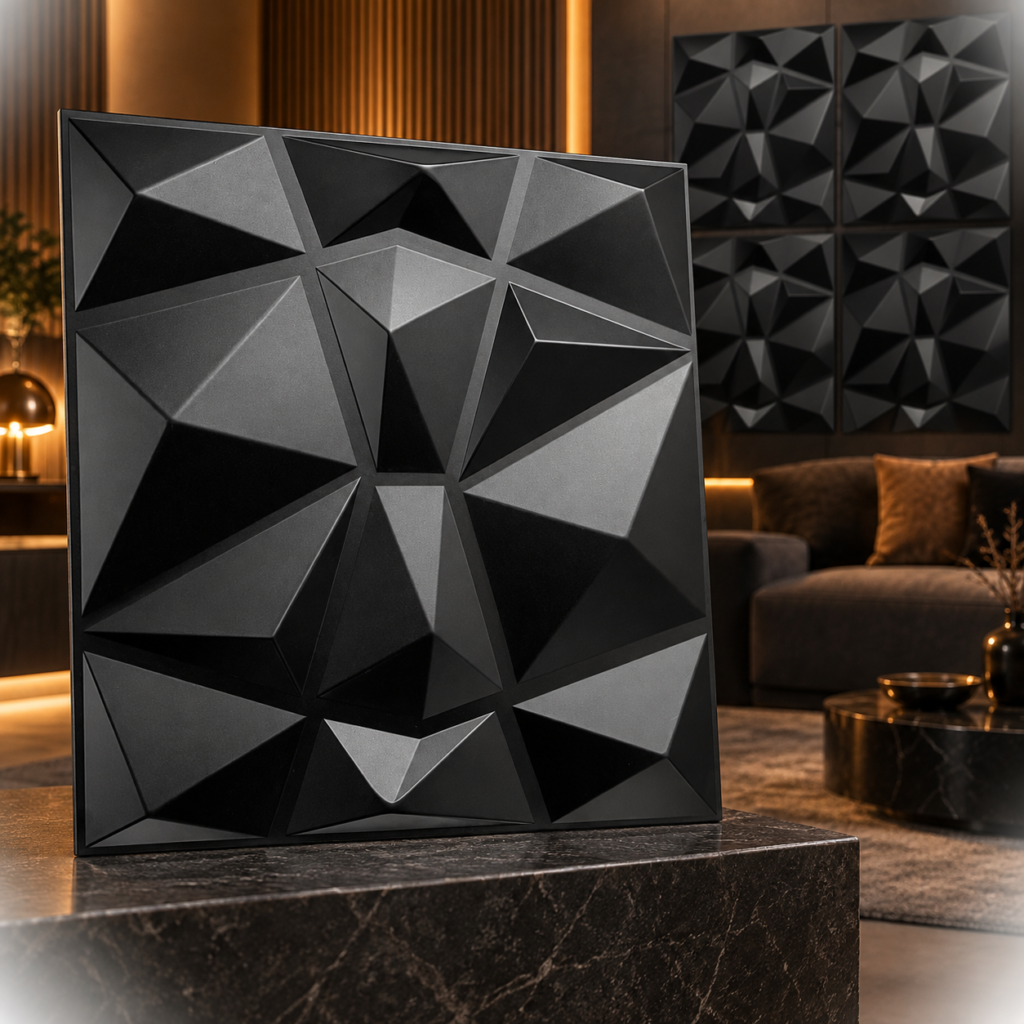 3D PVC Diamant Black 50x50cm