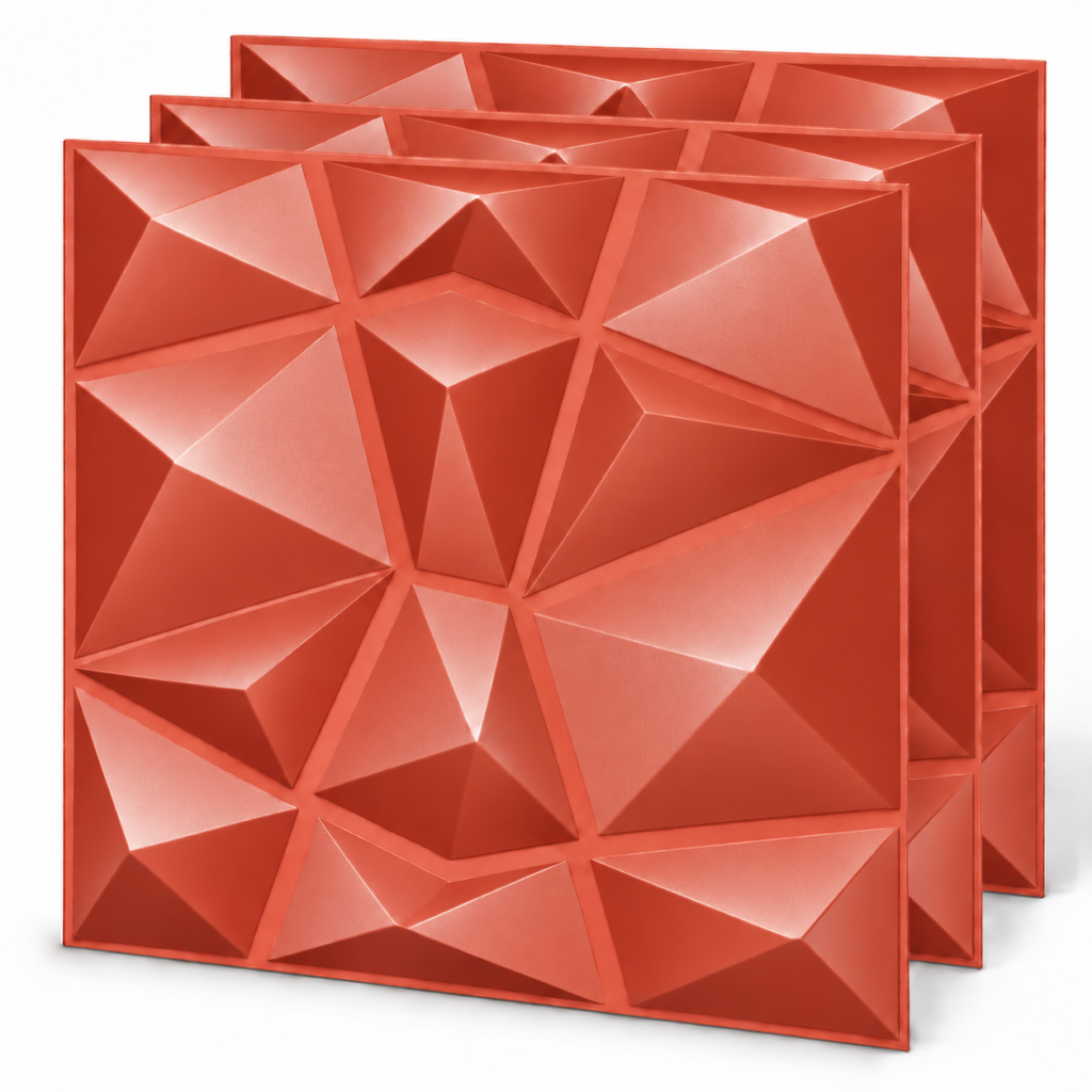 3D PVC Diamant Rot 50x50cm 0,25qm