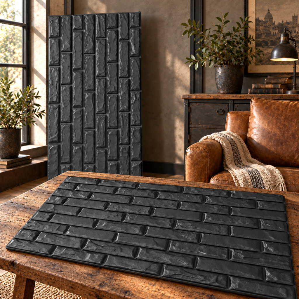3D  Brick XL Black 86 ! Ceiling panels Wall panels Decors