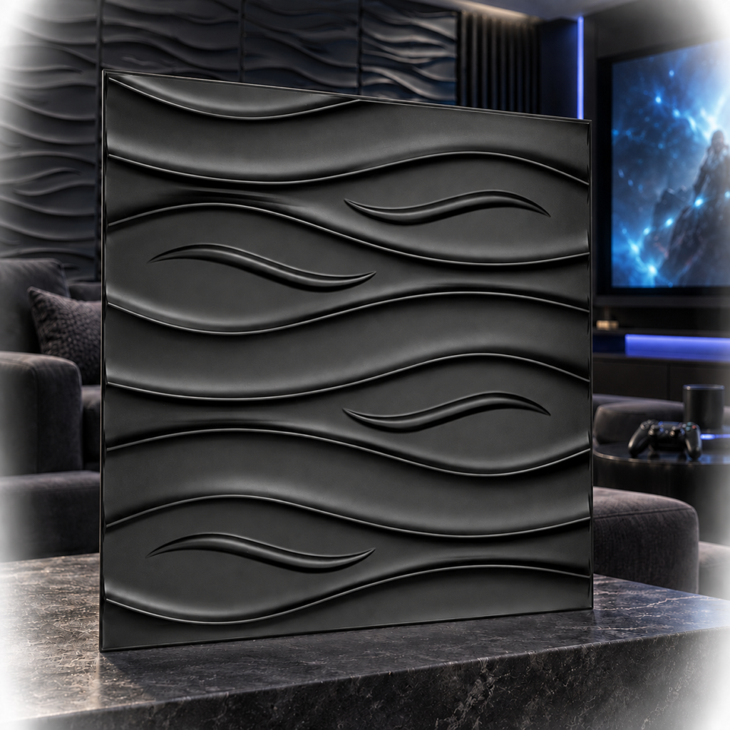 3D PVC Strom Schwarz 50x50cm