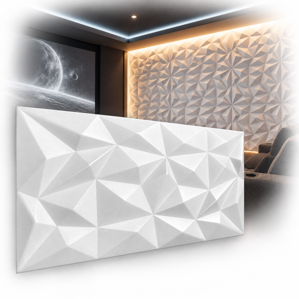 3D Paneel Brillant Weiß 100x50cm Polystyrol XPS