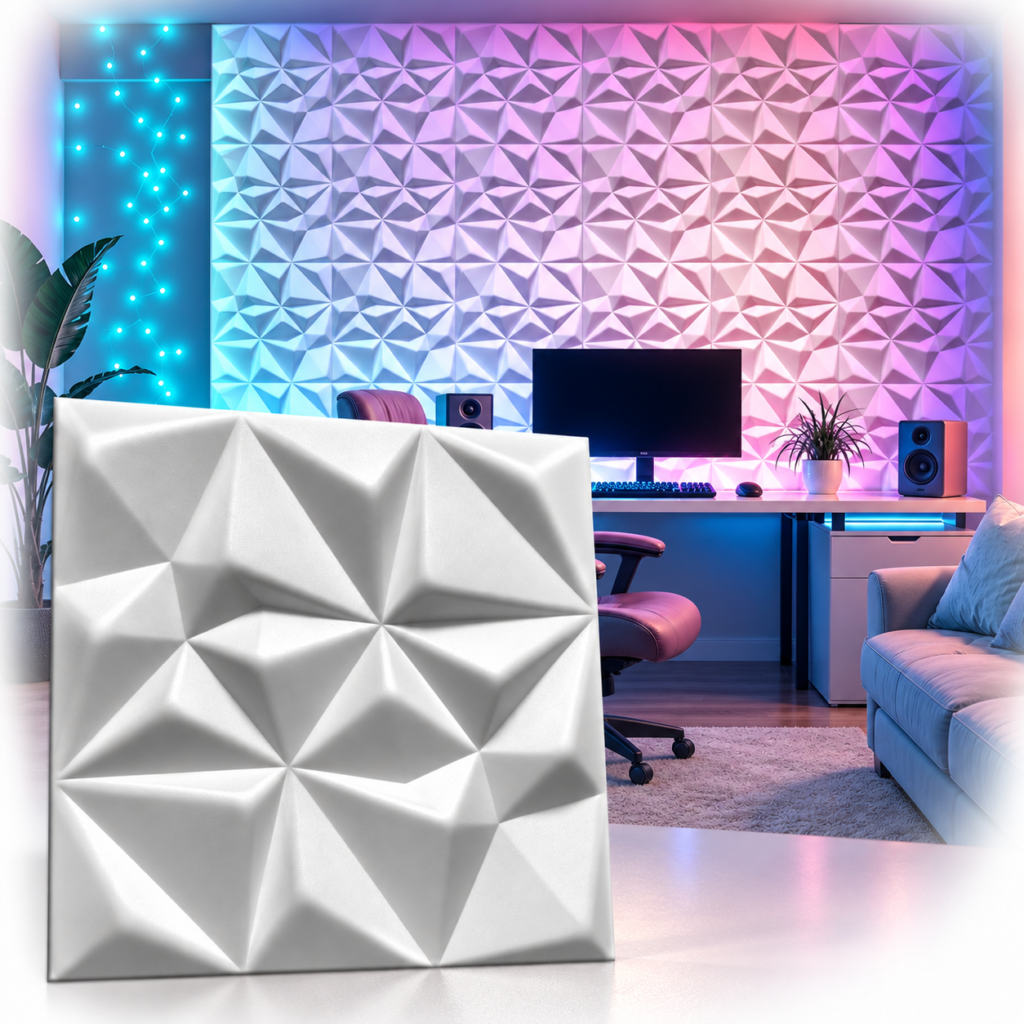 3D Panel Ruby White 50x50cm Polystyrene XPS