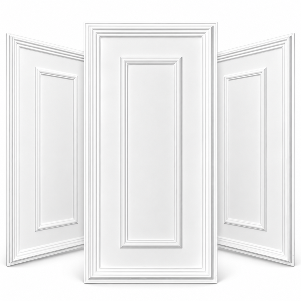 3D PVC Zierleistenoptik Paneelen Klassische Design 100x50cm TD100-Weiß