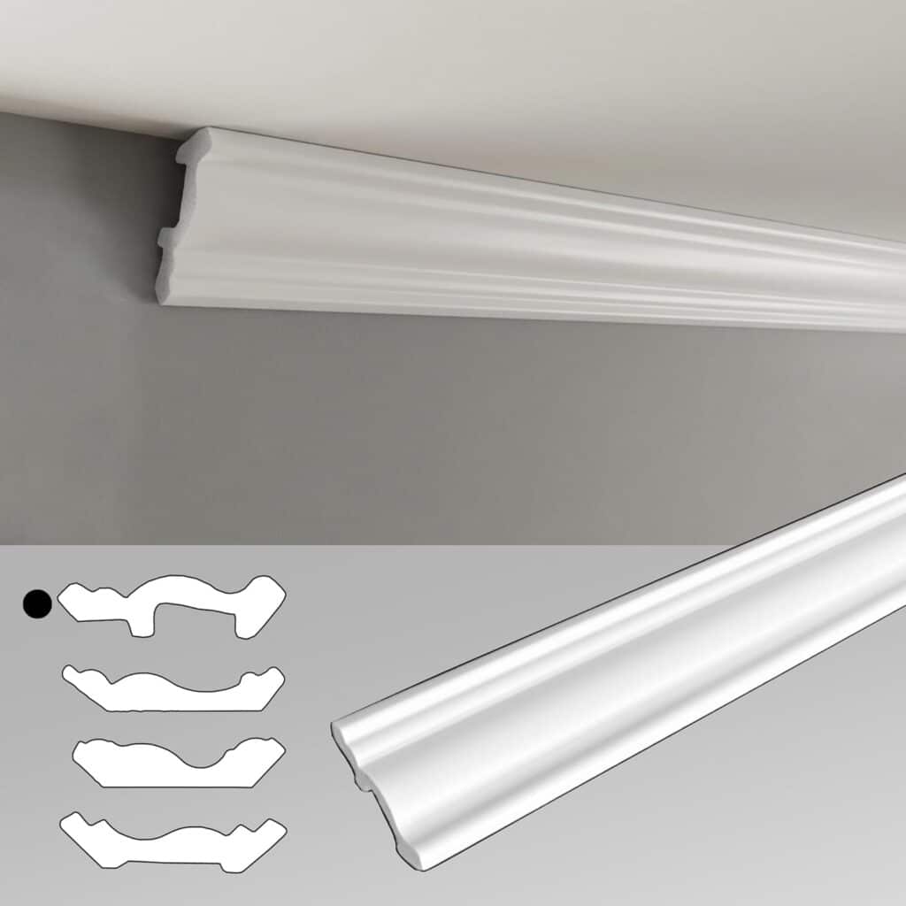 Decorative Mouldings 100 cm – Ceiling & Wall Cornices – Dimensionally Stable (JC194-W Leiste-02)