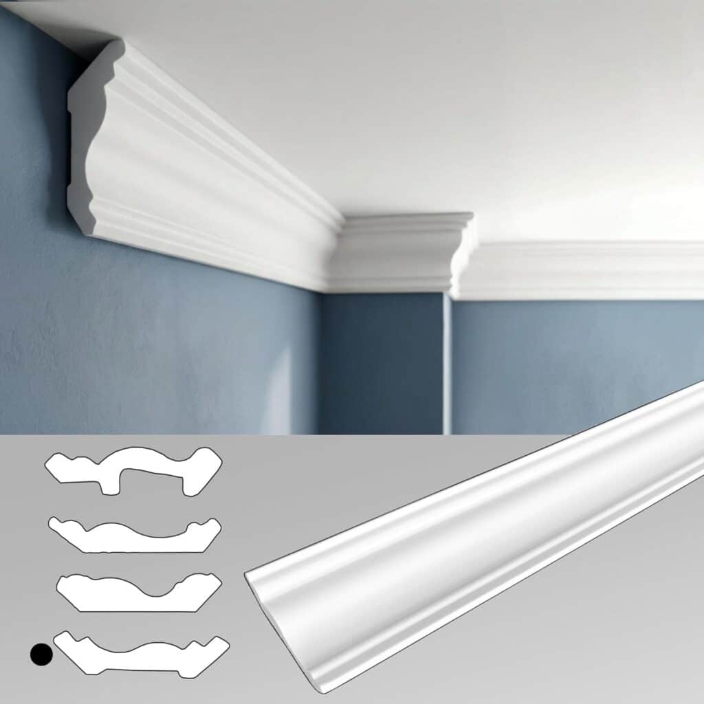 Dekorative Zierleisten 100 cm – Stuckleisten für Wand & Decke –  formstabil (JC80-W Leiste-03)