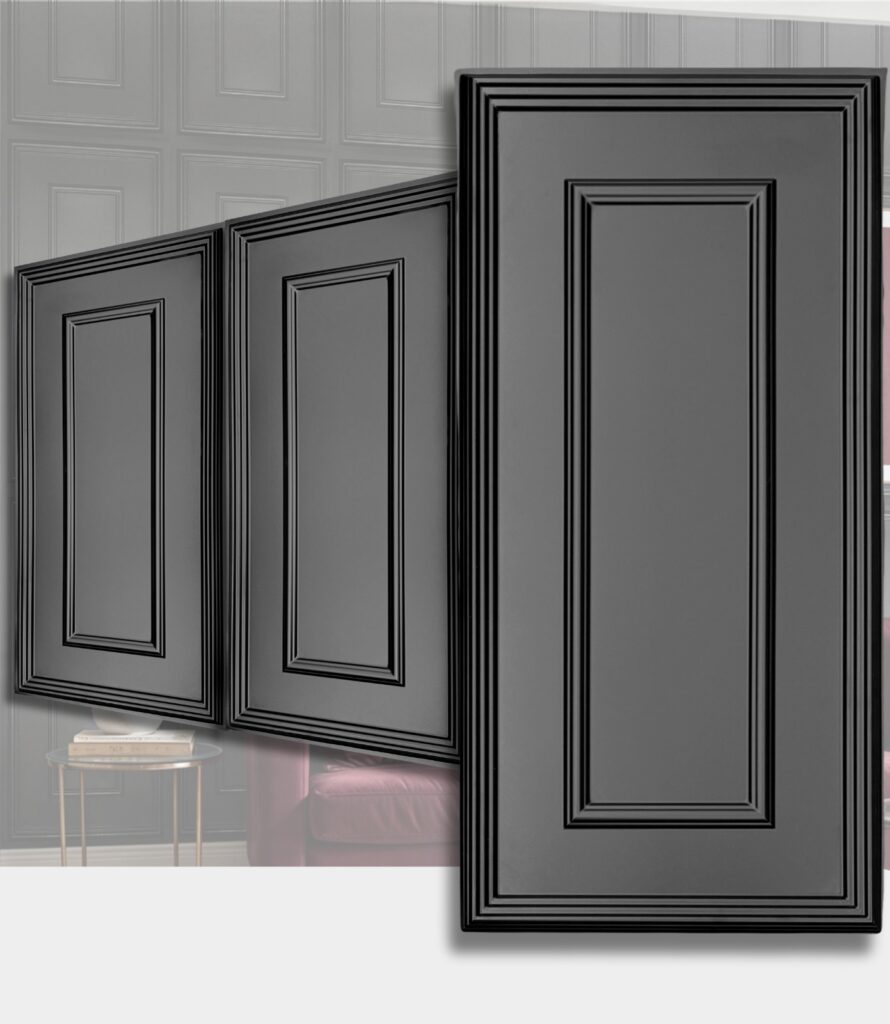Panneaux décoratifs 3D en PVC effet moulure Design classique 100x50cm TD100 – Noir
