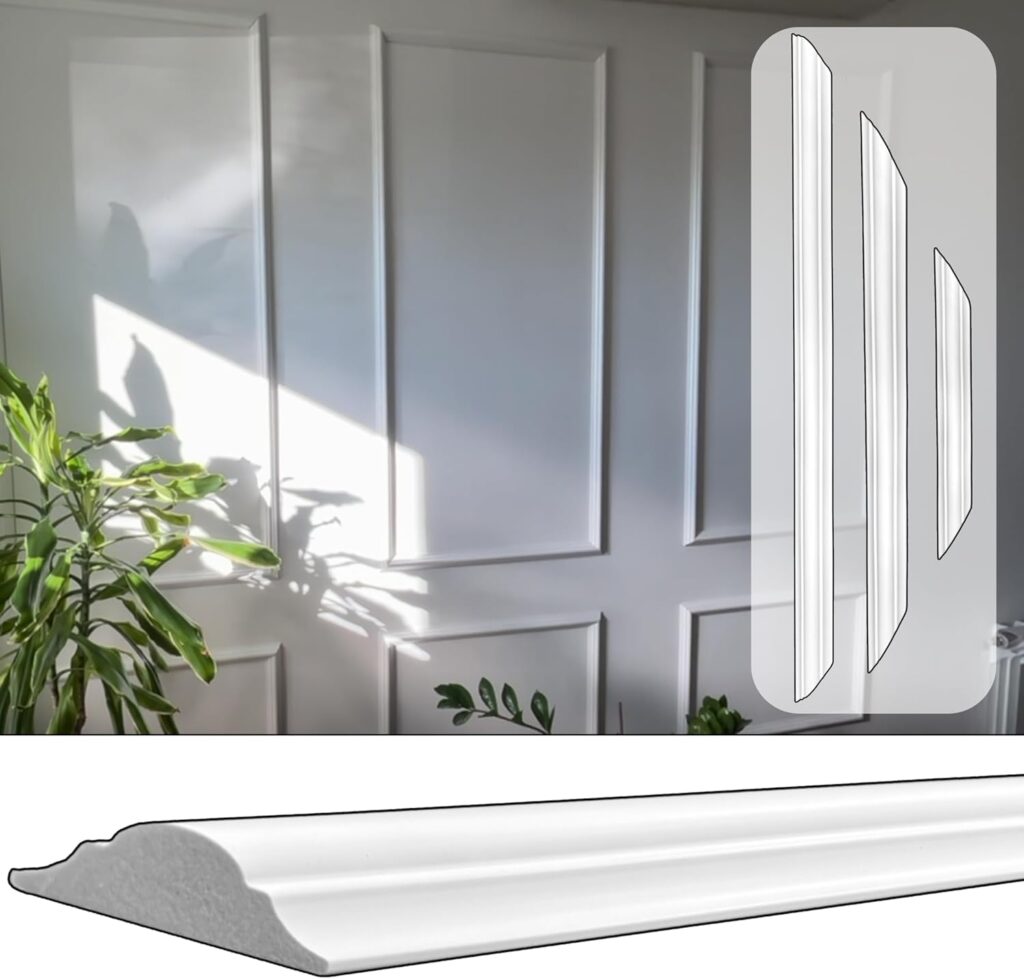 Set – 6 Decorative Wall Mouldings in White, Durable & Easy to Install (JX88-W RAH-1)