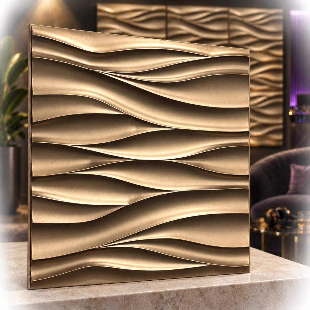 3D PVC Panel TD039 – Metallic Coffee – 50 × 50 cm