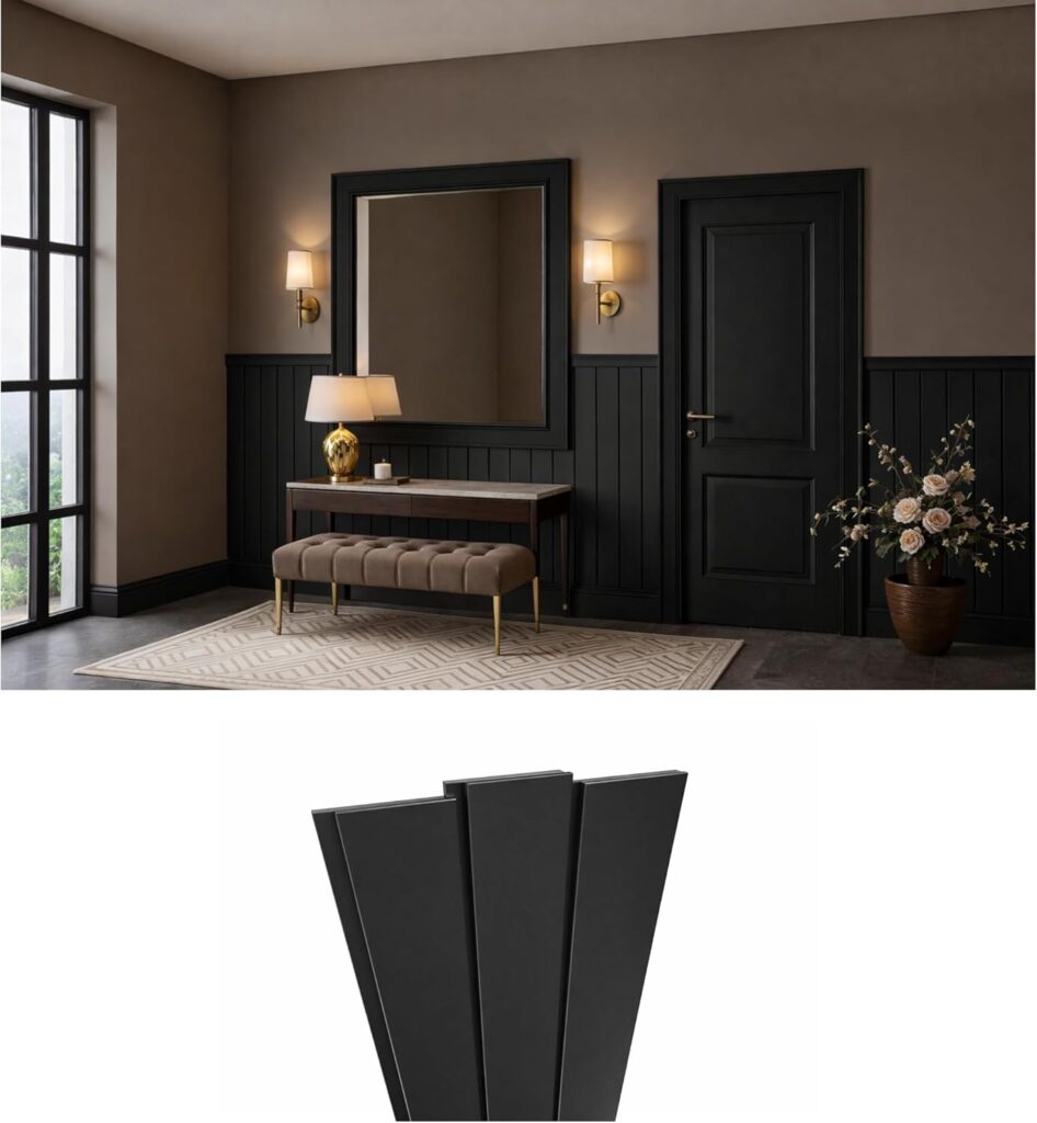 Wandpaneel Landhausstil – Boiserie Wandverkleidung aus hartem Polystyrol (PS) Lb02 Schwarz!
