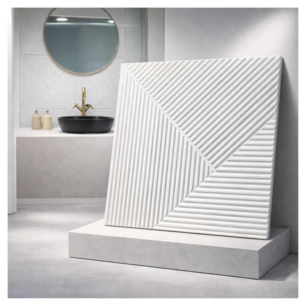 Pannello murale 3D in PVC D168 Cheops Bianco 50×50 cm
