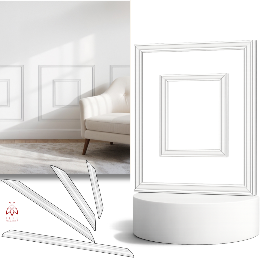 Wall Moulding Set Decorative White, Durable & Easy to Install (JC101 Rah-4)